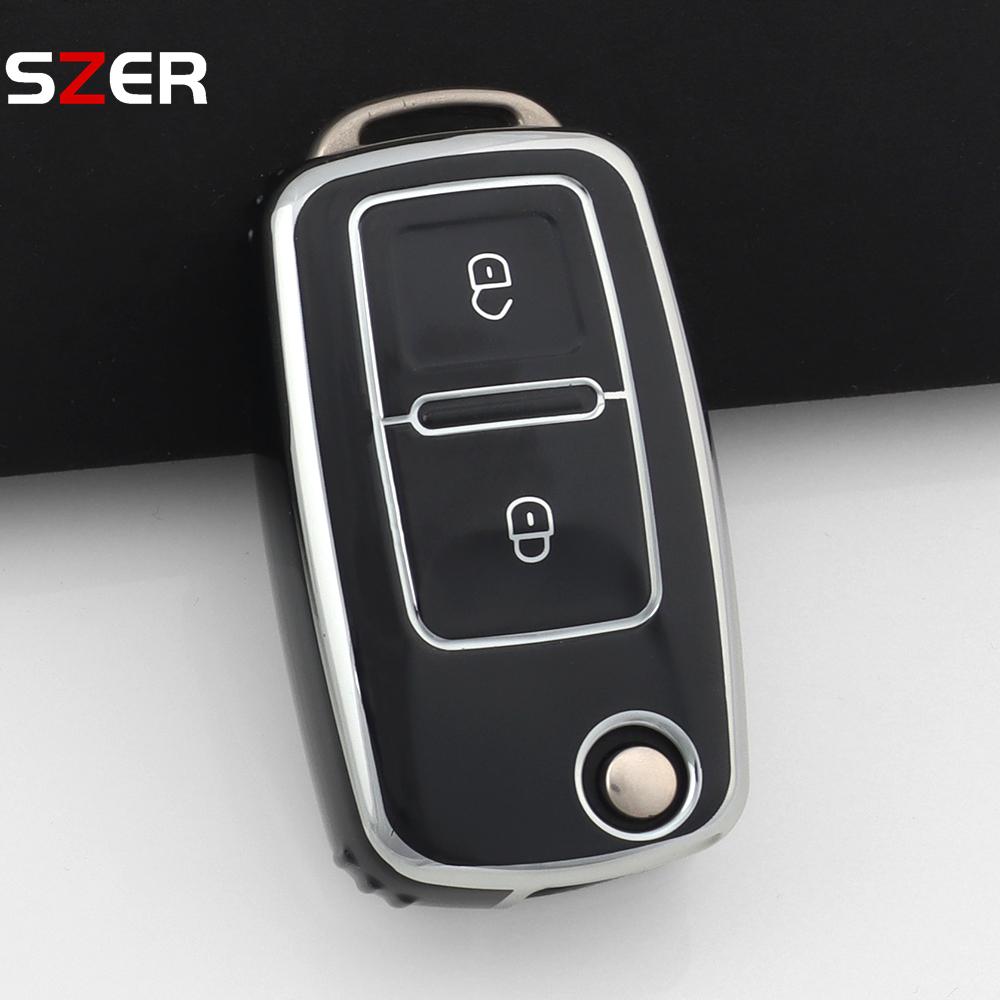 Для Vw Volkswagen Amarok Polo Golf 4 5 6 Mk4 Bora Jetta Altea Alhambra Passat B5 B6 B7 2 Кнопки ТПУ Чехол Чехол для ключа автомобиля