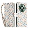 Wallet Case for Oppo Reno12 F 5G/4G/F27 5G Rhombic Floral Design Leather Flip Phone Cover with Strap