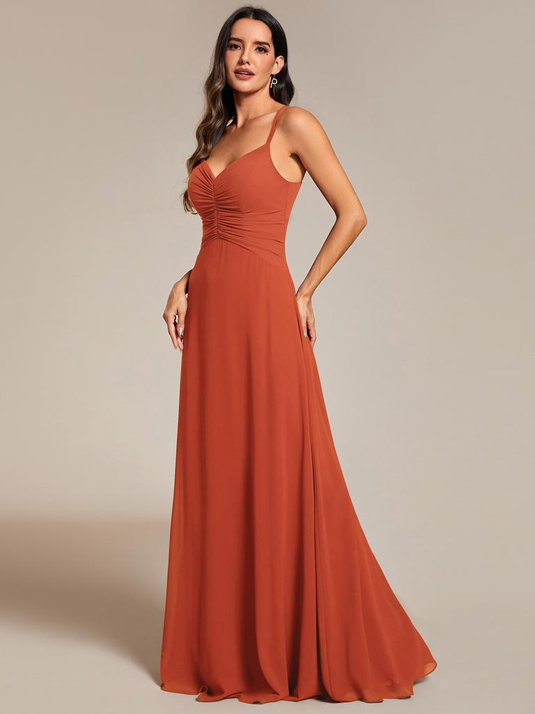 Ever-Pretty Women's Chic Adjustable Straps V-Neck Pleated Empire Waist Chiffon Bridesmaid Dress