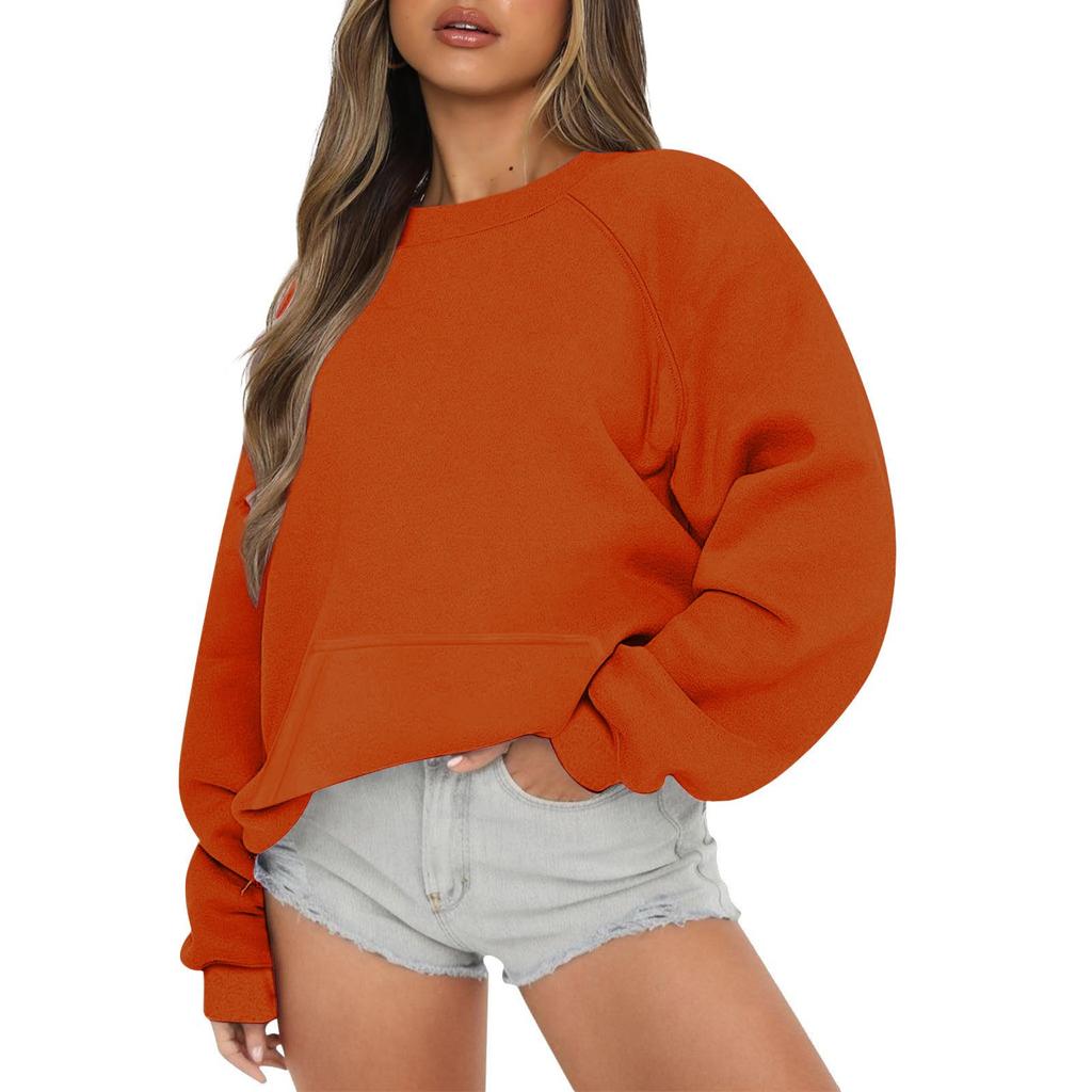 Women Autumn Winter Tops Women's Long Sleeve Sweatshirt Casual Crewneck Loose Fit Pollover Fleece Tops