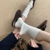 Утепленные шерстяные носки с алмазным узором для женщин, стройнящие, длинные и универсальные, носки до середины икры, однотонные, школьного стиля, длинные носки