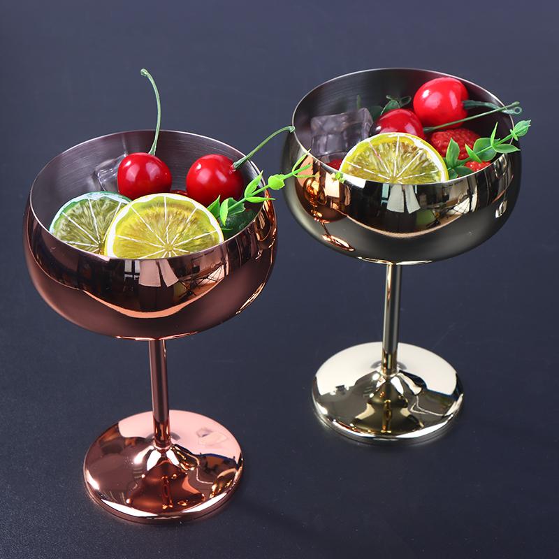 1Pc Stainless Steel Goblet Cocktail 450mL Metal Tall Champagne Glass Unbreakable Red Wine Cup Flute Cup Bar Martini Cup