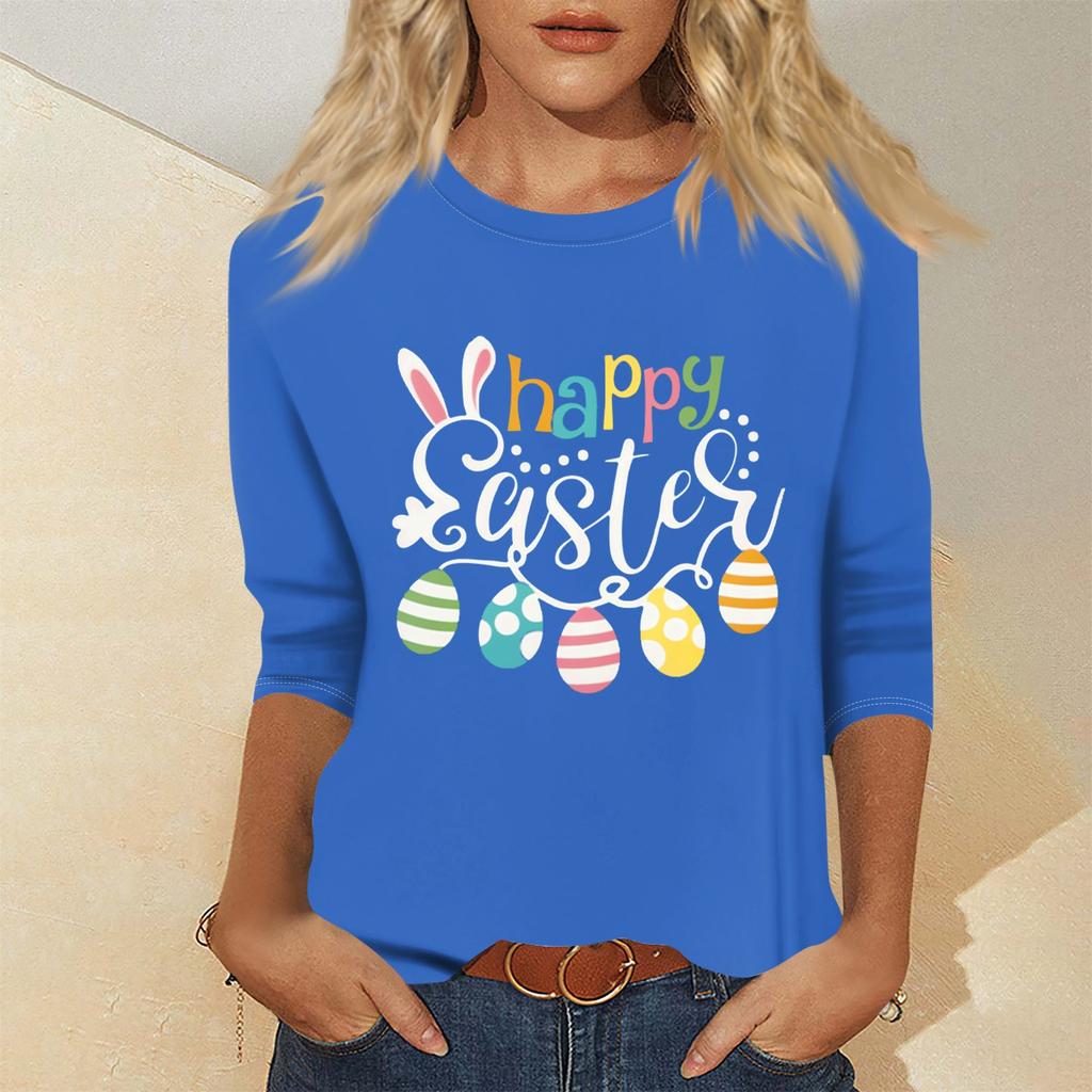 Women's Fashion Casual Seven Sleeve Valentine's Day Printed Pullover Top