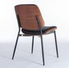 Dining Chairs Set of 2 Mid Century Faux Leather Chair with Walnut Bentwood Back Upholstered Seat Metal Legs Adjustable Foot(Black PU),DE1849BK