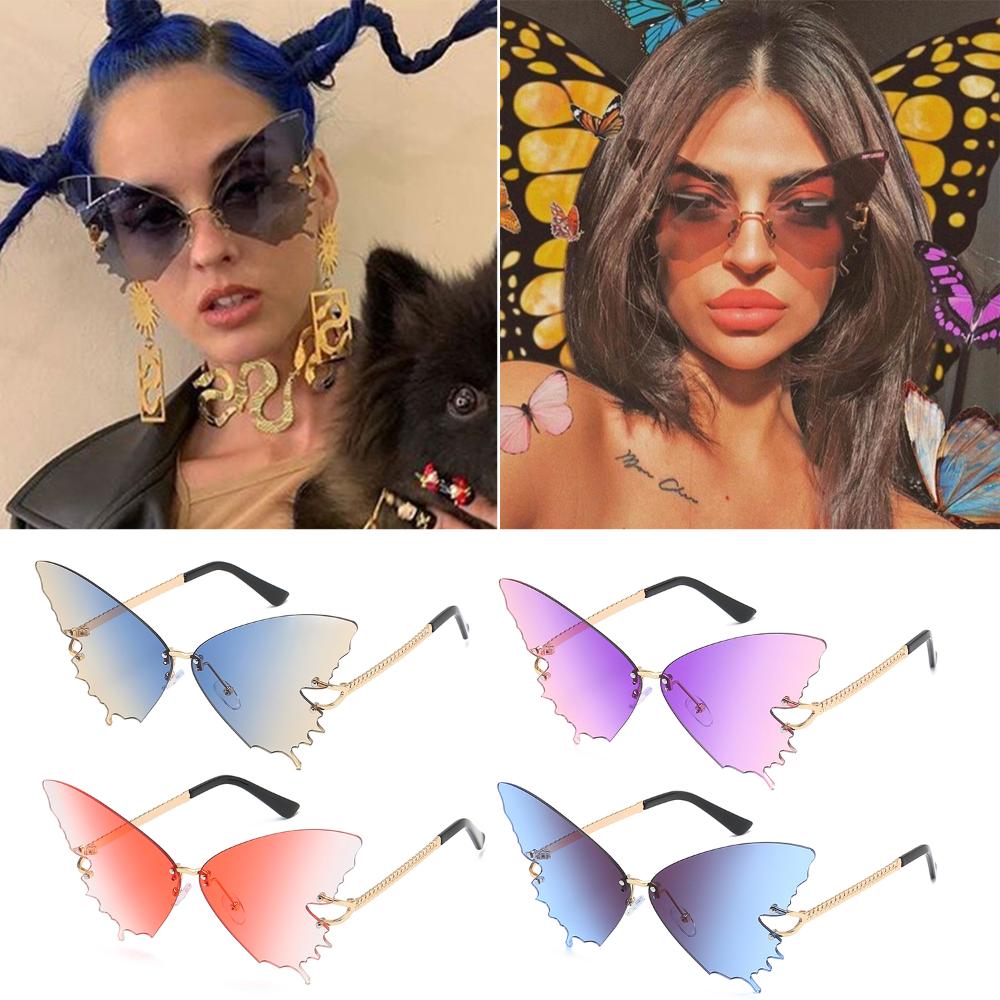 Vintage Fashion Eyewear Butterfly Sunglasses Rimless Sunglasses UV protection Retro Sun Glasses