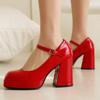Fashion Fashion Block High Heels Pumps Shoes Woman Platform Red White Black Women's Mary Jane Party Office Wedding Shoes Large Size 45