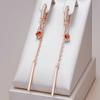 Трендовые длинные серьги-подвески с кисточками для женщин, модные, цвета розового золота, с красным натуральным цирконом, изящные, для повседневной носки