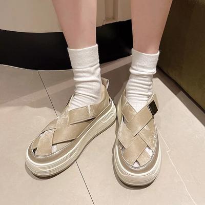 Модная женская обувь 2024 года, модные женские сандалии Baotou, новые повседневные сандалии с круглым носком, женские летние сандалии на твердой платформе Zapatos Mujer