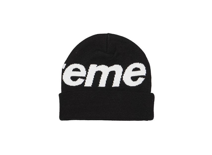 Supreme Черная шапка с большим логотипом (24ПВ)