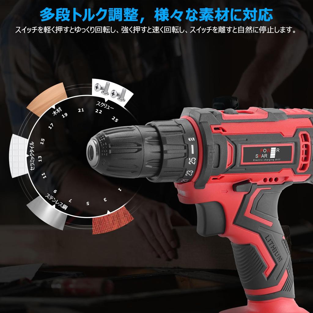 Мощный DIY VANBAR Компактный набор электрической дрели с максимальным крутящим моментом 42 Нм 25, 21 В 1500 мАч Беспроводной набор электроинструментов со светодиодом и включает 21 сверло и