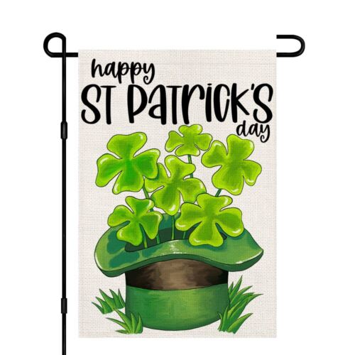 Happy St Patricks Day Burlap Garden ags 12x18 Inch Double Sided Green Lucky... xxz HJN ZZU WWL EEL