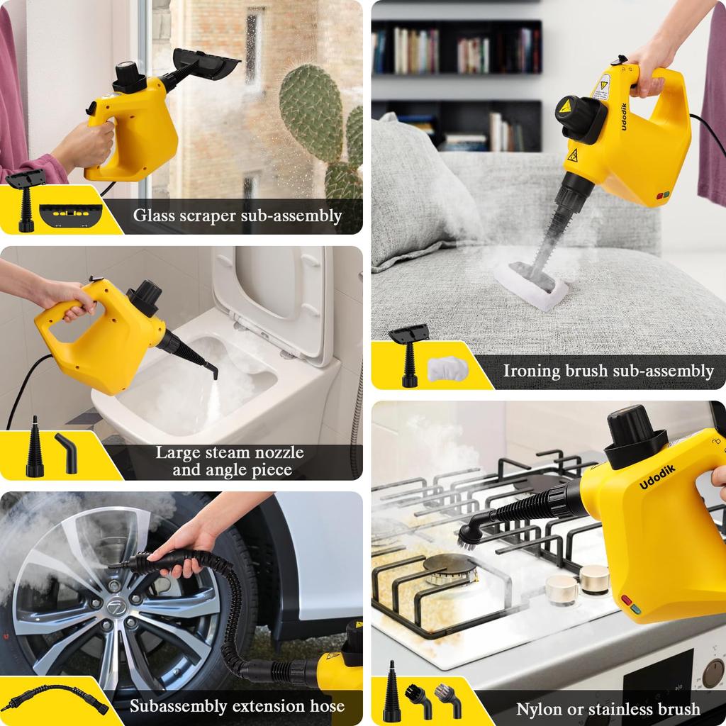 Udodik Steam Steam Cleaner with 10 Piece Accessory Pressurized Steam Cleaning Machine Multipurpose and All Natural and Steam Cleaning for Carpet