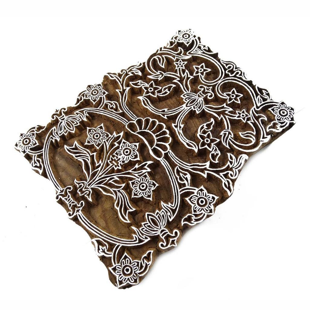 IBA Indianbeautifulart Текстильный принт Ручная резьба Цветочный дизайн Деревянный блок на сари Тканевый штамп