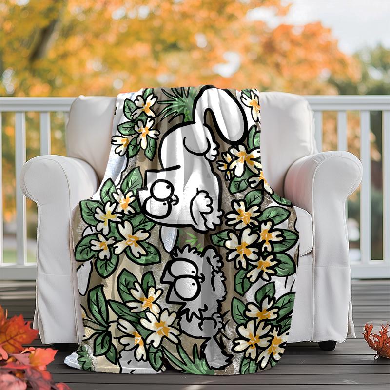 Simon's cat Flannel Blanket Soft Warm All-Season Throw, Design for Camping, Car Travel, Hiking Sofa, Bed, Office Perfect Gift for Parties