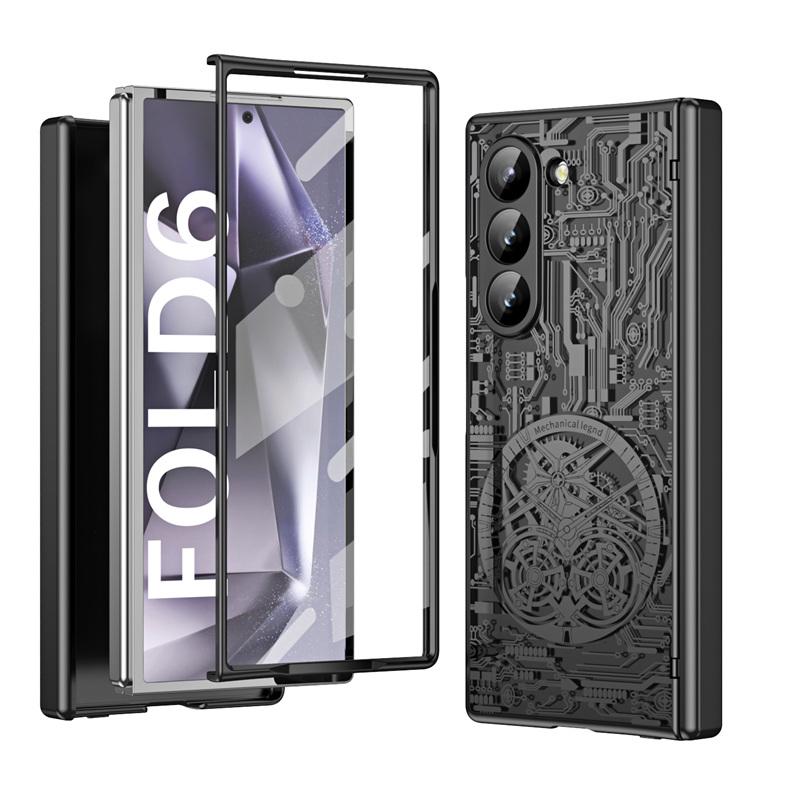Для Samsung Galaxy Z Fold8 Ultra 7 6 5 4 3 2 Механическая Легенда Покрытие ПК Шарнир Покрытие Всего Тела Прочный Чехол С Закаленным Стеклом