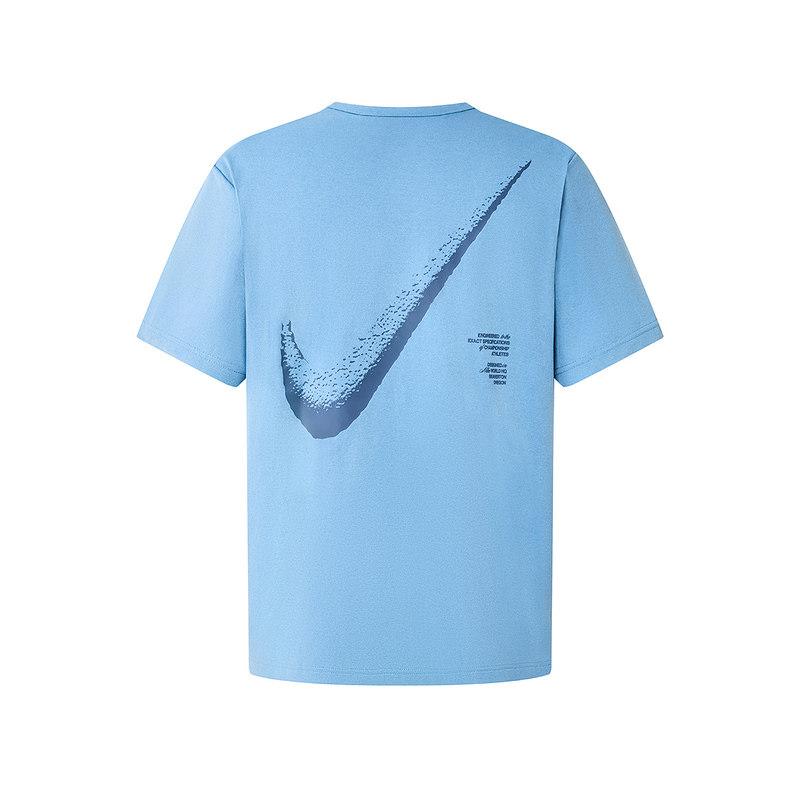 Nike Мужская дышащая футболка с круглым вырезом и коротким рукавом, с принтом большого логотипа Swoosh на спине, Топы IF2198-486