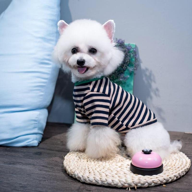 Футболка в полоску для домашних животных, полосатая майка с изображением маленького медведя, хлопковая дышащая одежда для осени и зимы, свитер для собак, одежда для собак