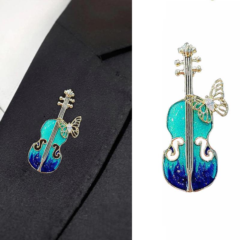 Винтажные темпераментные мужские и женские броши, романтическая звездная эмаль, скрипка, броши, ювелирные изделия, аксессуары, подарки, брошь