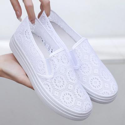 Летние женские сетчатые туфли, дышащие полые сандалии, плоская подошва, нескользящие одинарные туфли