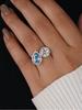 925 Sterling Silver Simplicity Sea Blue Pear Round Zircon Ring For Women Engagement Wedding Luxury High Quality Fine Jewelry