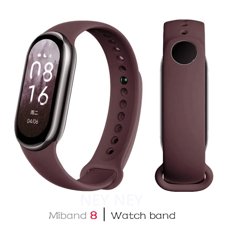 Спортивный ремешок для Xiaomi Mi band 8-9 NFC, сменный ремешок miband8, силиконовый браслет, умный браслет 8, водонепроницаемые ремешки для часов, аксессуары