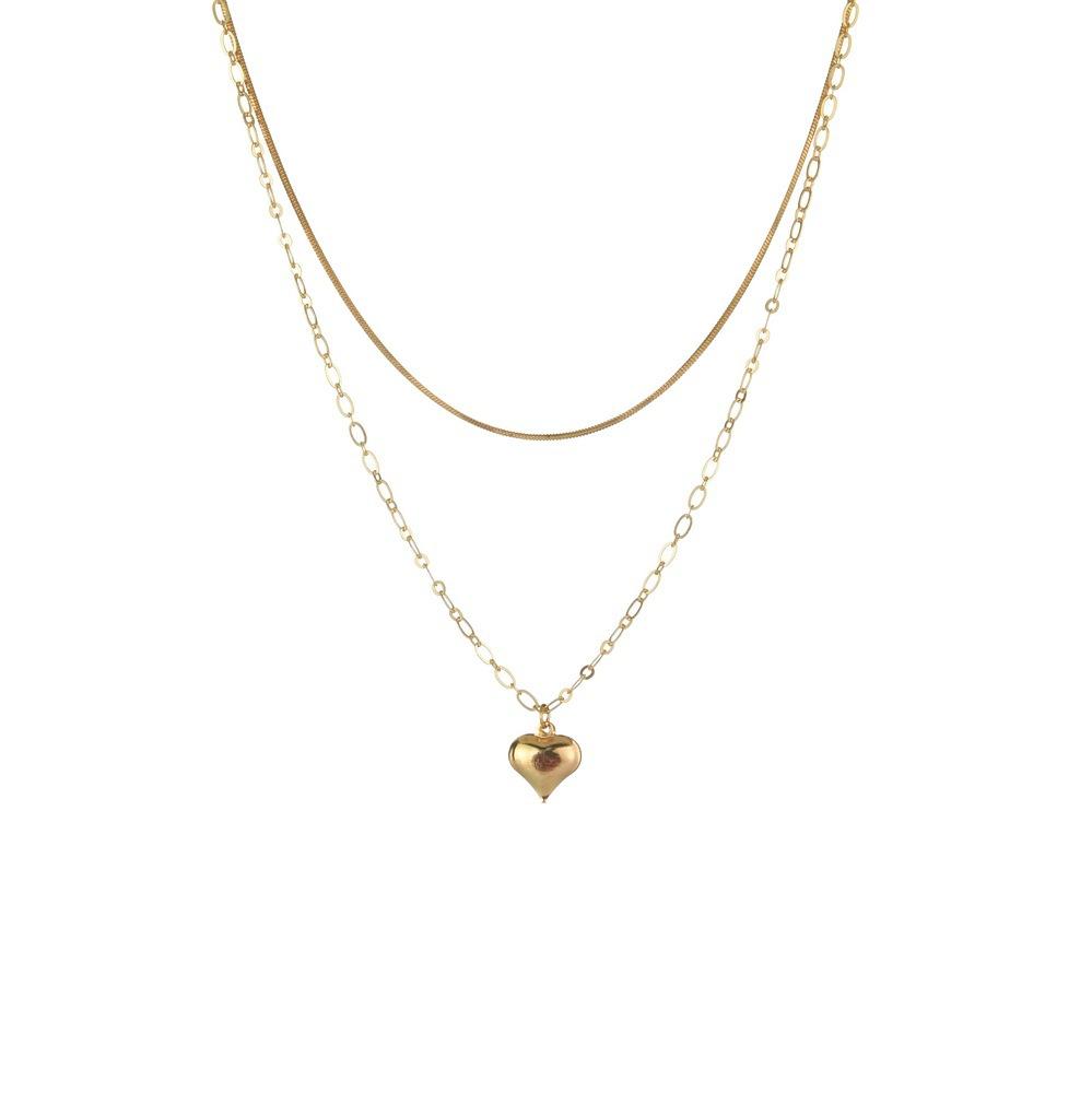 Simple peach heart necklace retro double-layer necklace accessories spot