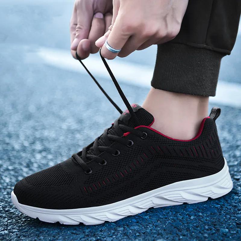 WTEMPO Мужская сетчатая спортивная обувь весна-лето-осень на плоской мягкой подошве, легкие кроссовки для бега, повседневная обувь большого размера со шнуровкой