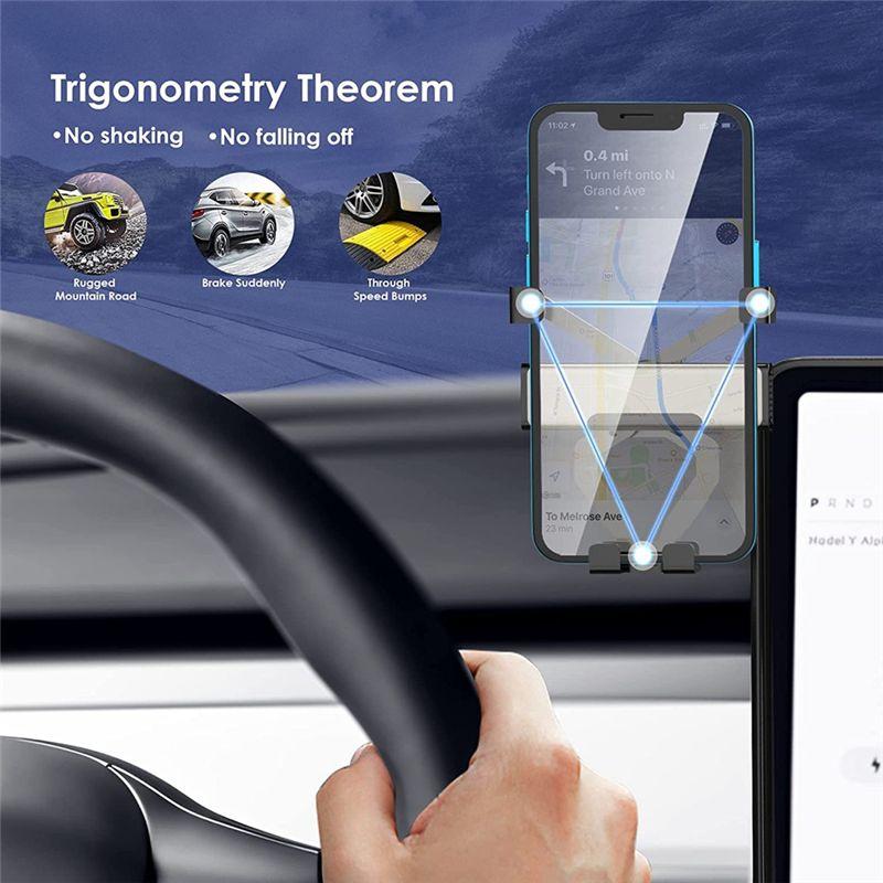 Крепление для мобильного телефона для Tesla Model 3 Model Y, Держатель-подставка для телефона на приборную панель, Регулируемое вращение на 360°, Аксессуары