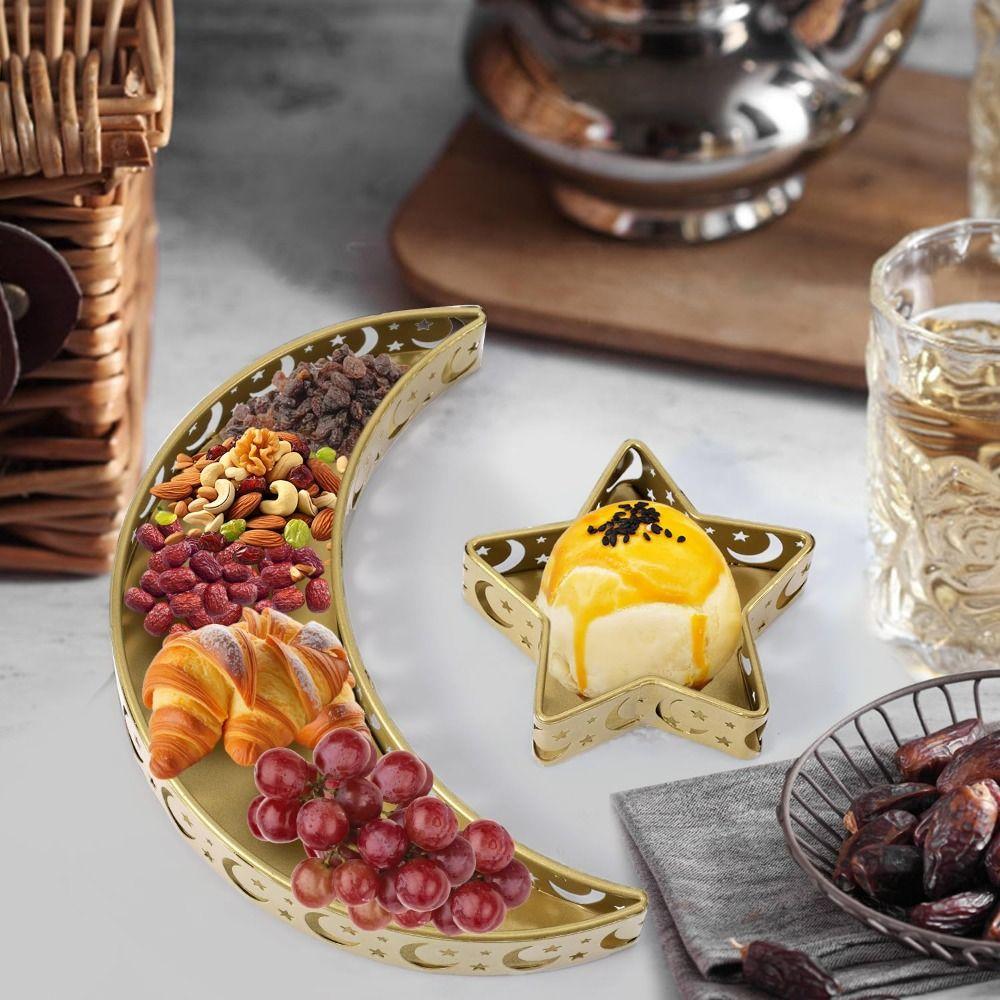 Iron Material Dessert Tray Moon Star Shaped Food Storage Container Dinner Plate Table Decor