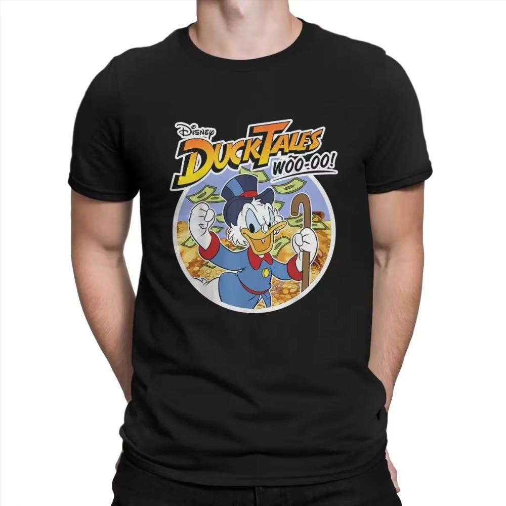 Ducktales Wooo T-Shirt For Men Donald Duck Cartoon Novelty Cotton Tee Shirt Round Collar Short Sleeve T Shirt S-4xl Tops
