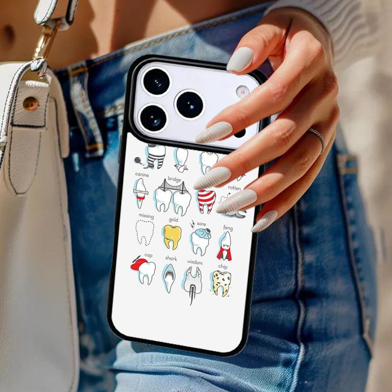 Милый чехол для телефона с зубами и дантистом Для iPhone 17 Air 14 15 13 12 Max Чехол Для Apple 14 15 16 16e 11 Pro Max Plus
