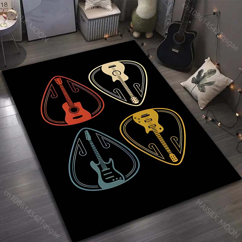 Music Life Musical Instruments Print Carpet for Living Room Bedroom Sofa Doormat Decor Area Rug Non-slip Floor Mat for Gifts