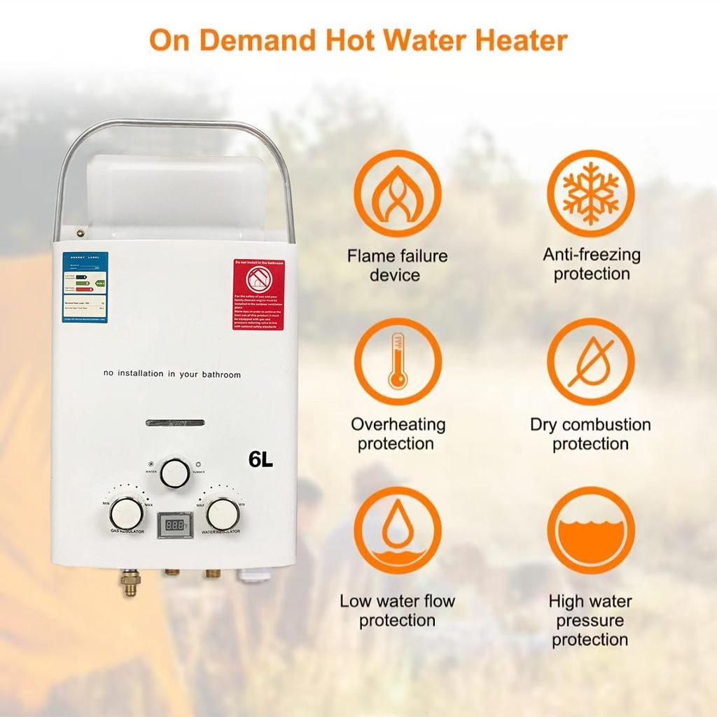 2025 New Portable Outdoor Gas Water Heater for Camping