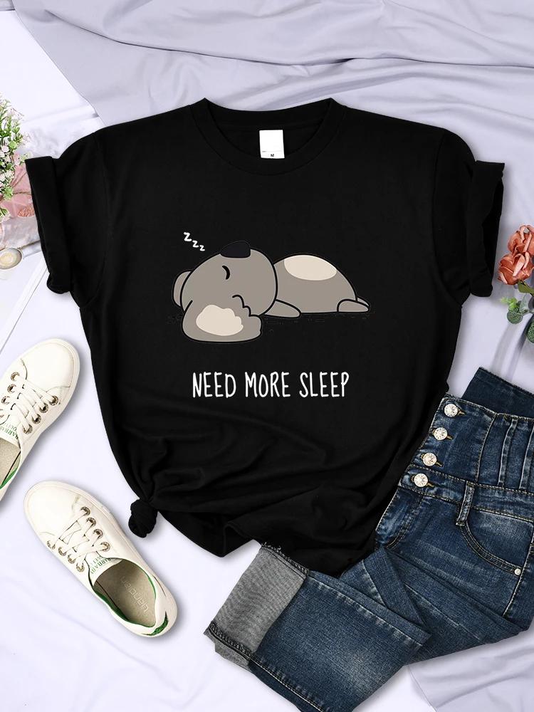 Need More Sleep Cartoons Bear Женская футболка Street All-math Топы Мода Хип-хоп Повседневная одежда Индивидуальность Женская с коротким рукавом