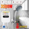3500W 220V Water Heater Hot Electric Tankless Household Bathroom Faucet with Shower Head LCD Temperature Display