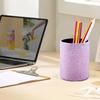 Круглый держатель для карандашей из искусственной кожи, настольный органайзер для хранения ручек, канцелярских принадлежностей, ножниц, контейнер для дома, школы, офиса, общежития