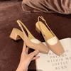 2025 Summer New High-heeled Sandals Women's French Temperament Commuter Bag Head Back Empty Word with Thick-heeled Sandals Women