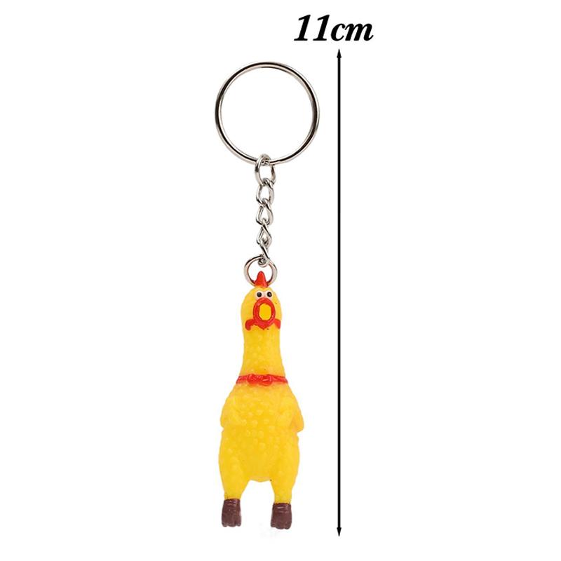 Mini Rubber Squeeze Screaming Chicken Toy Pendant Keychain Yellow Shrilling Chicken Voice Keyring Creative Gift for Kids Friends