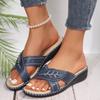2024 Модная женская обувь, женские тапочки для улицы, летние повседневные тапочки, женские швейные аппликации, танкетки с открытым носком, женские сандалии