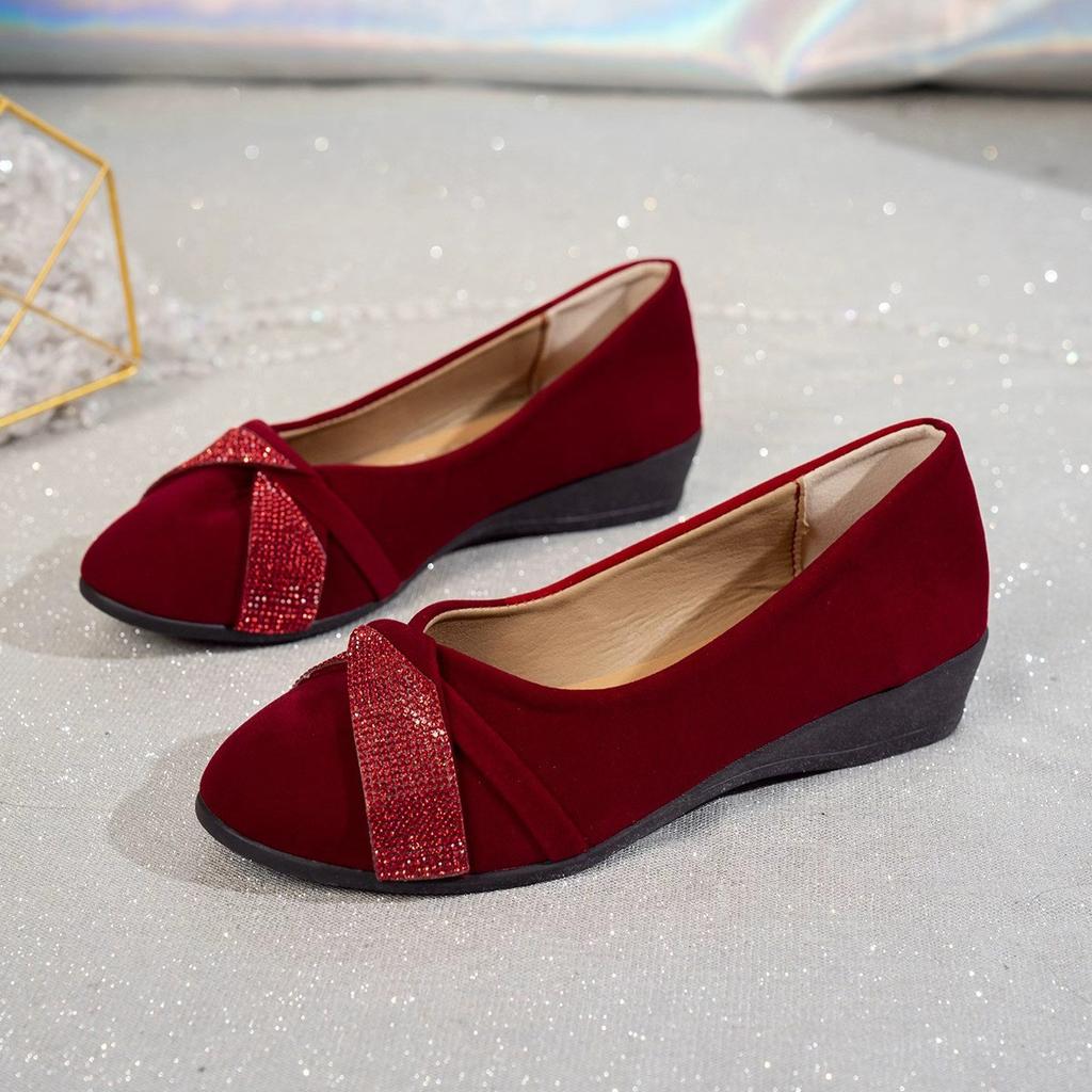 Балетки с французским темпераментом, удобные и стильные туфли-одинарки на низком каблуке, женские туфли с низким вырезом, украшенные стразами