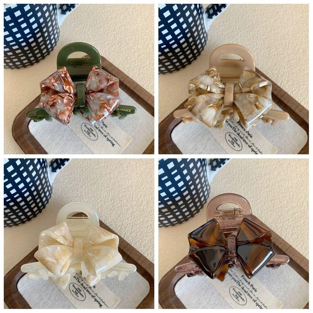 Hair Clip Retro Bow Acetate Hair Claw Jelly Shark Clip Fashion Solid Color Shark Clip  Girls
