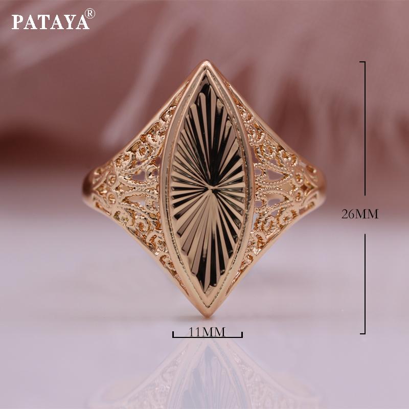 PATAYA Винтажные кольца с цветком в виде конского глаза, цвет розового золота, блестящее украшение, кольцо длиной до пальца