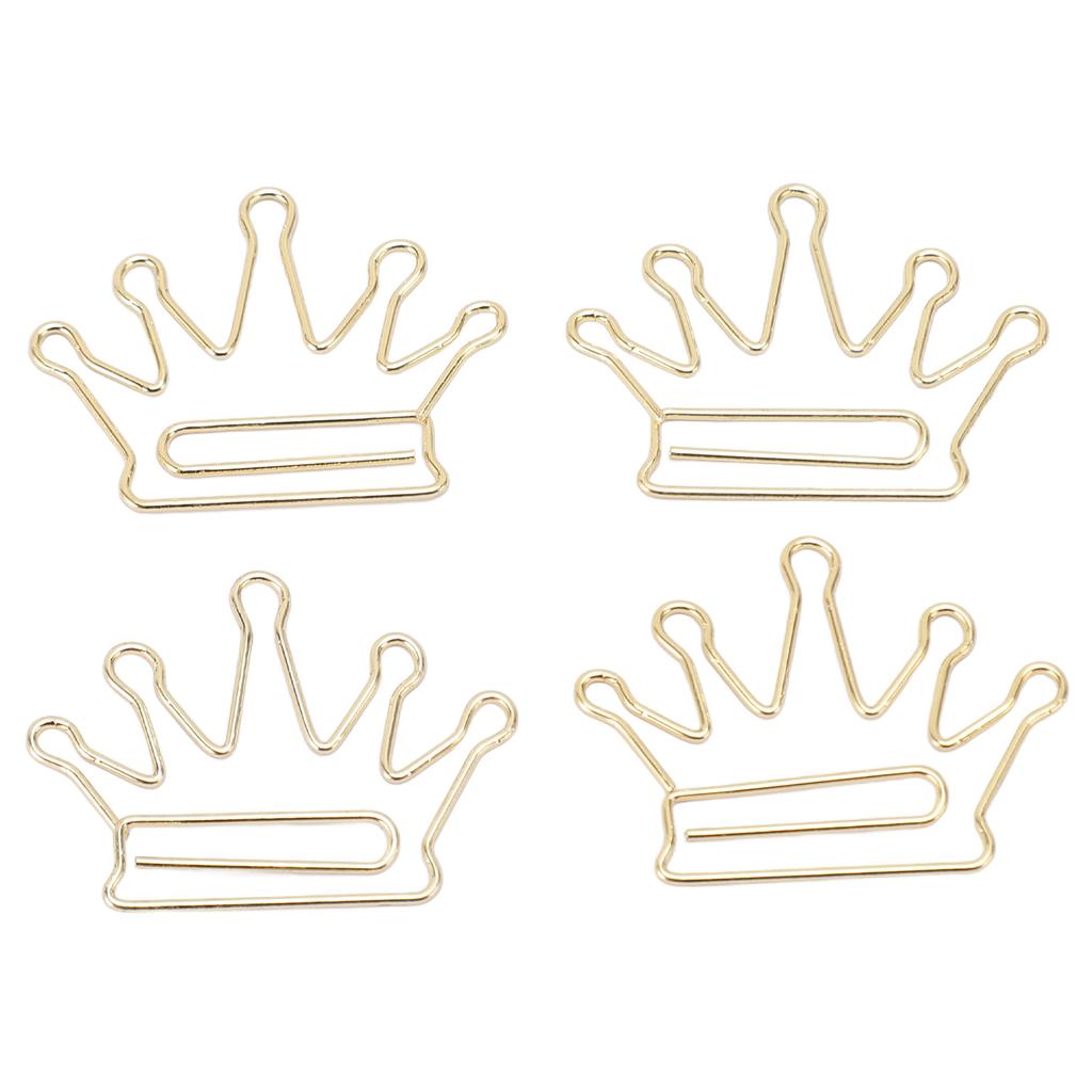 100Pcs Crown Shaped Paper Clips Iron Decorative Paperclips with Box for Books Notebooks Clipboards