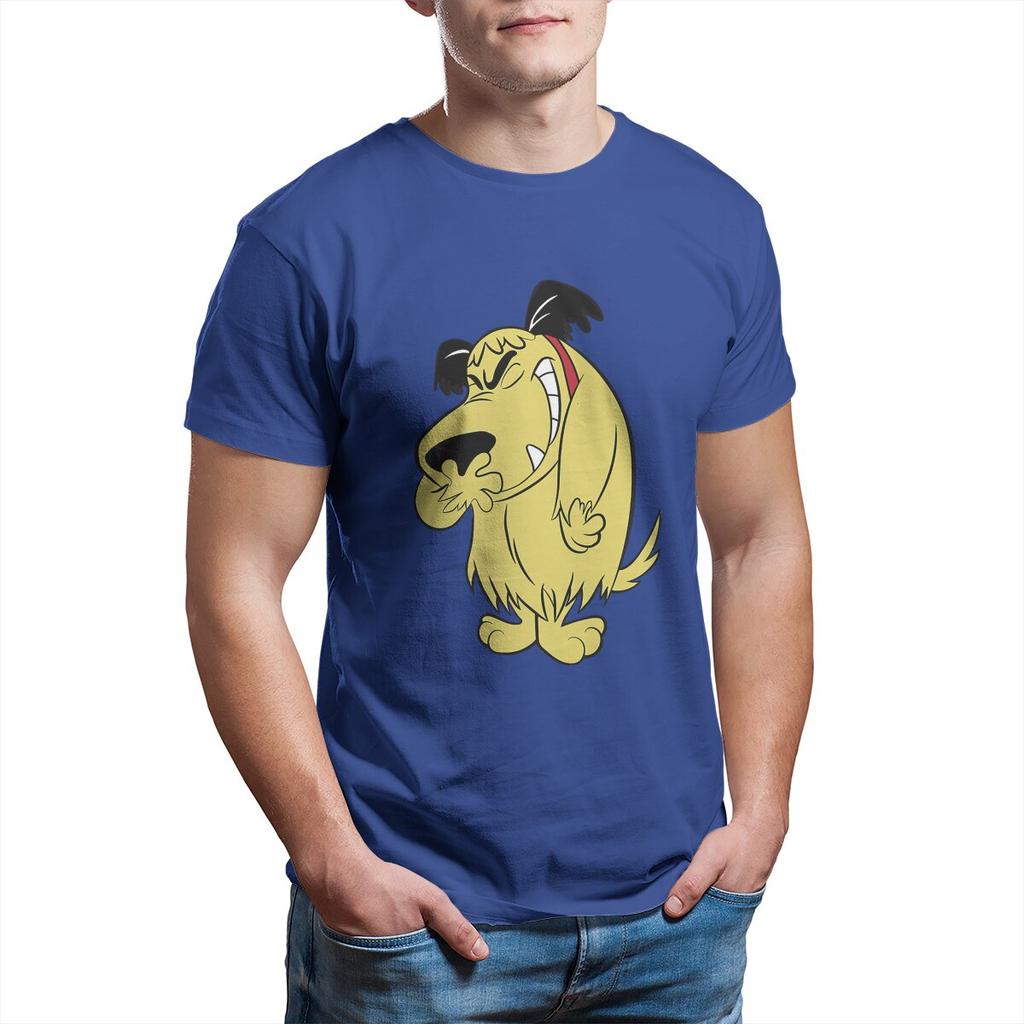 Muttley T Shirt for Men Cotton Vintage TShirt Wacky Races Mutley Cartoon Laughing Dog Tee Shirt Short Sleeve Tops Printed