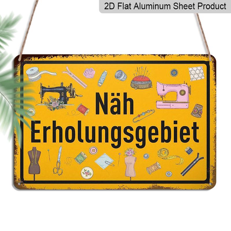 2D Flat 1pc Aluminium Metal Sign Plaque, German "Erholungsgebiet Für Nähere", 8*12inch, Ideal for Home Decor, Clubs, and Outdoor Decoration - Durable