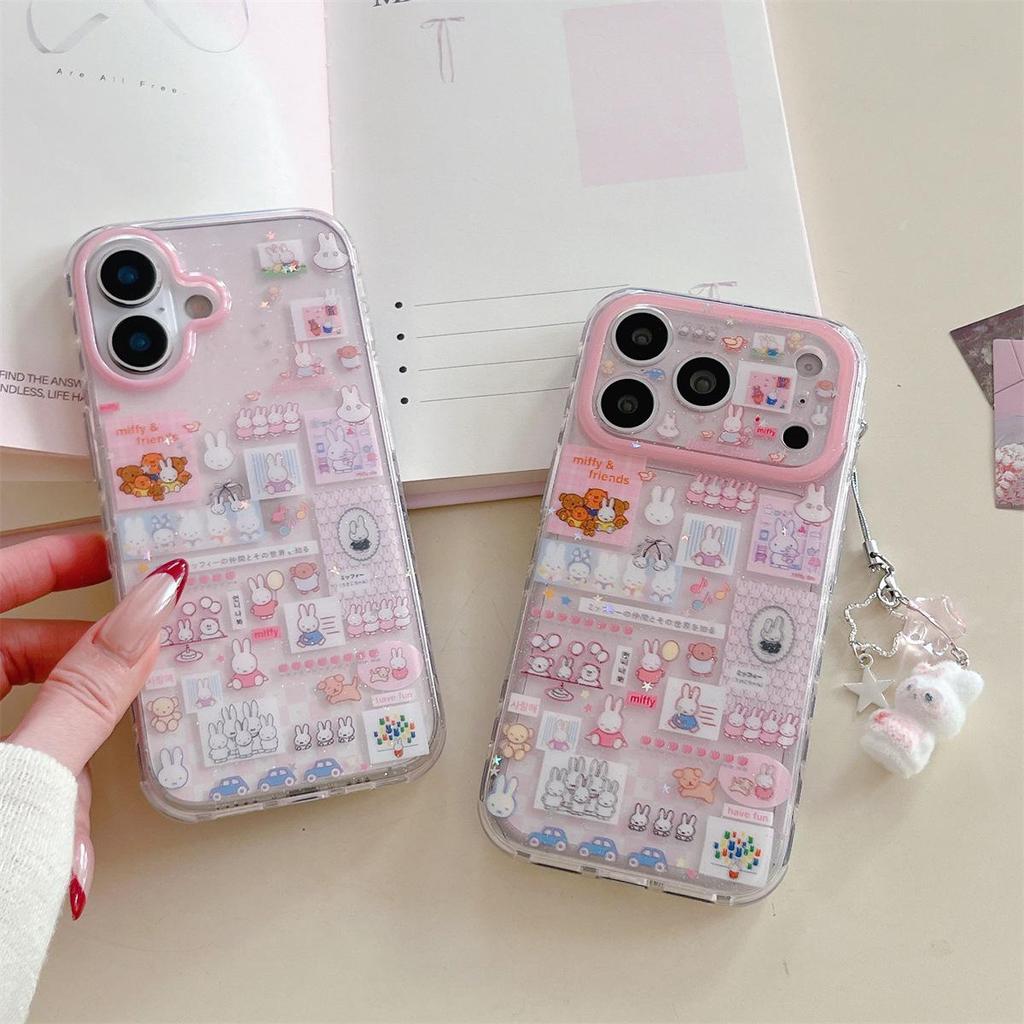 Мультяшный кролик, двухслойный пэчворк, противоударный чехол для iPhone 14/13, совместим с Apple 17/16/15 PROMAX.