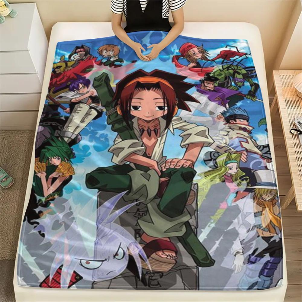 1PC SHAMAN KING Print Flannel Blanket, High quality Comfortable for All Seasons, Home Decor, Warmth and Comfort, Perfect for Christmas Gifts