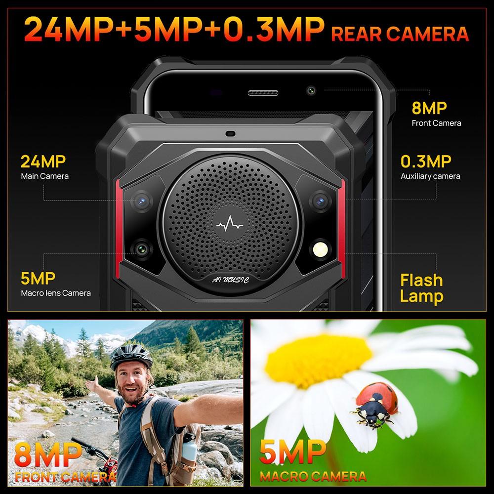 FOSSiBOT F101 Защищенный смартфон, 4 ГБ + 64 ГБ, Тройная камера с ИИ, Динамик 123 дБ, Аккумулятор большой емкости 10600 мАч, Android 12