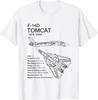 2025 F-14 Tomcat F14 Aircraft Airplane Blueprint Schematic Men T-Shirt Short Sleeve Casual Tees Cotton O-Neck Summer Shirt Tops