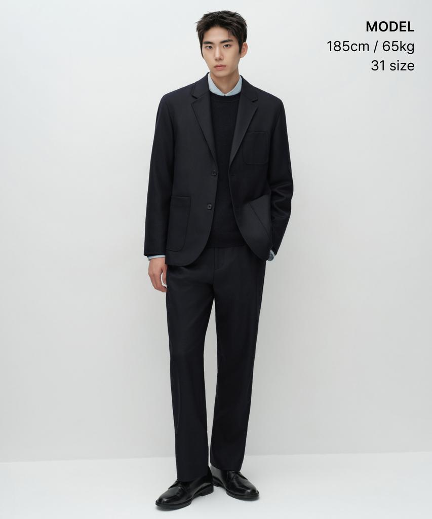 MUSINSA STANDARD [City Workers] Wool Blend Tapered Slacks [Navy]
